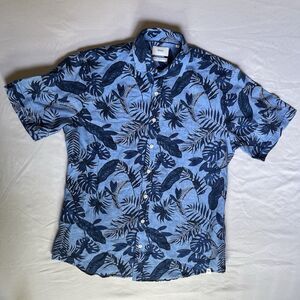 Brax Linen Cotton Slubyarn Button Up Shirt Men’s M Short Sleeve Beach Floral
